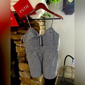 Juniors size Medium romper blue and white print